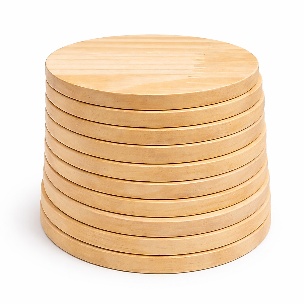 Kit 5 Tábuas Redondas 20x20 a 30x30 Pinus Natural Placa Madeira Bolacha Artesanato Decoração