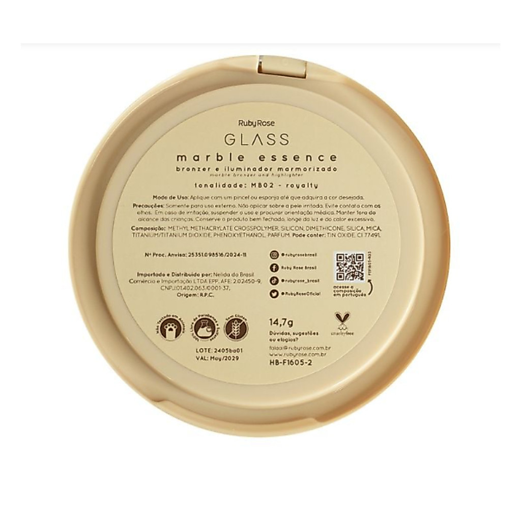 PÓ FINALIZADOR BRONZER E ILUMINADOR MARMORIZADO GLASS HBF16052 — imagem 2 de 2