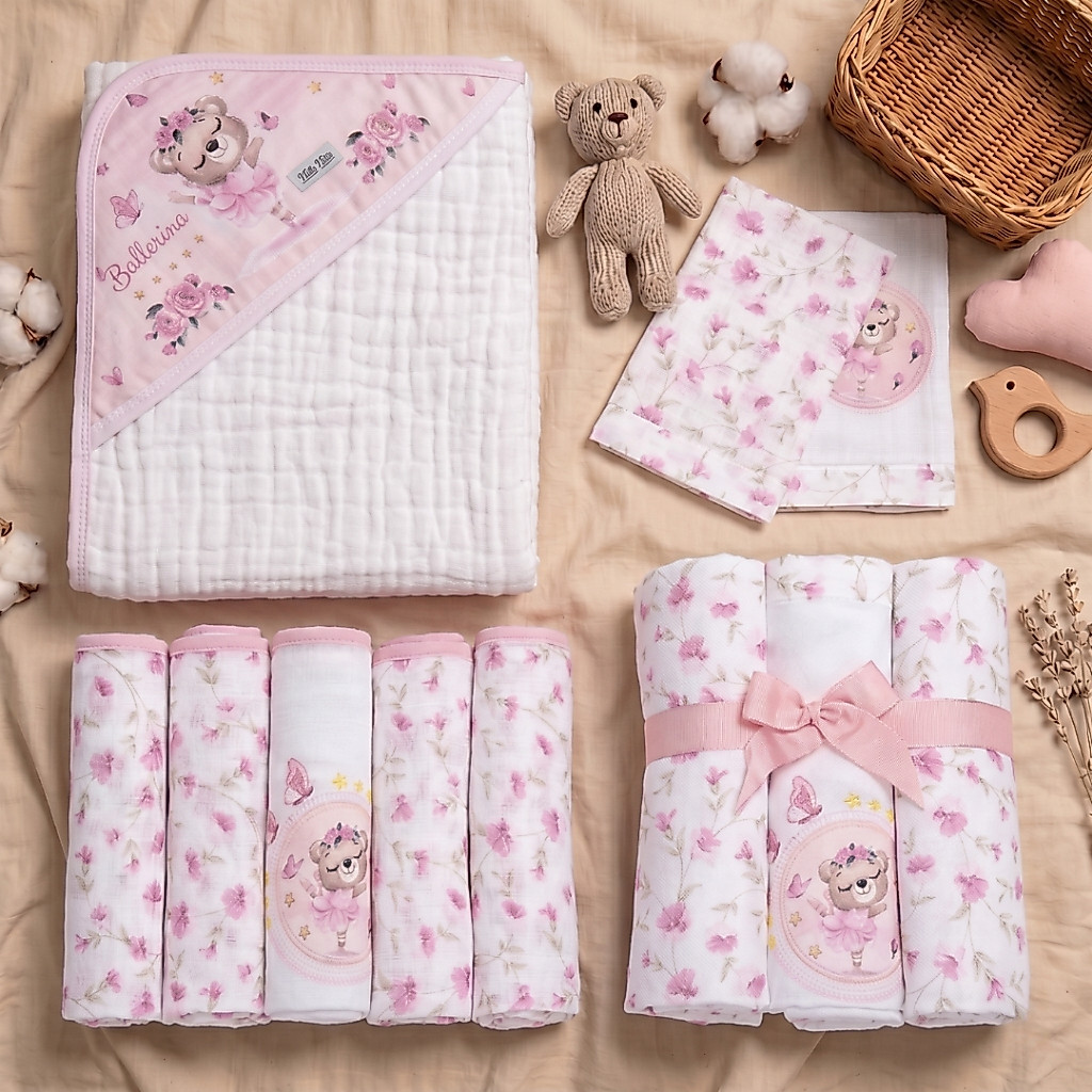 Kit 11 Peças Enxoval Completo Bebê Recém Nascido 100% Algodão Menino Menina — imagem 2 de 2