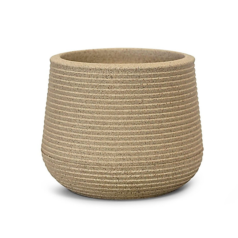 Vaso Decorativo para Plantas Riscatto Redondo Texturizado - 20 cm - Areia - Nutriplan