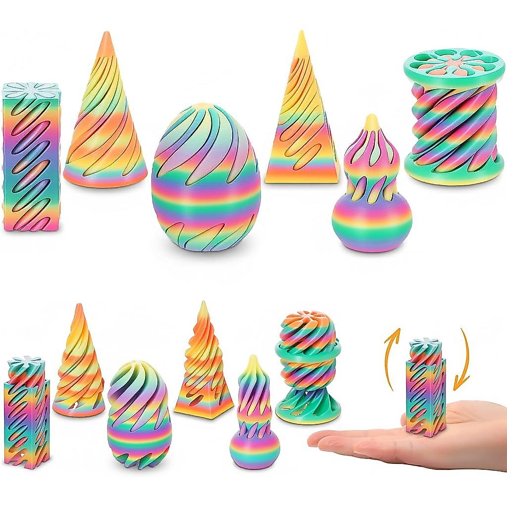 Conjunto de 6 Cones Impossíveis, Brinquedos Anti-stress em Forma de Cone Espiral Impressos em 3D, Brinquedos Anti-stress
