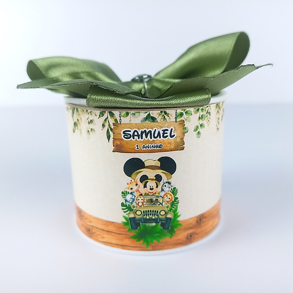 TUBOLATA MICKEY SAFARI 5X6 PERSONALIZADA PARA LEMBRANCINHA FESTA INFANTIL ANIVERSÁRIO