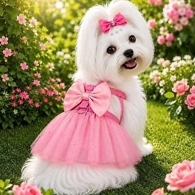 ROUPA PARA CACHORRO CÃES FEMEA - COLEIRA com SAIA guia fixa