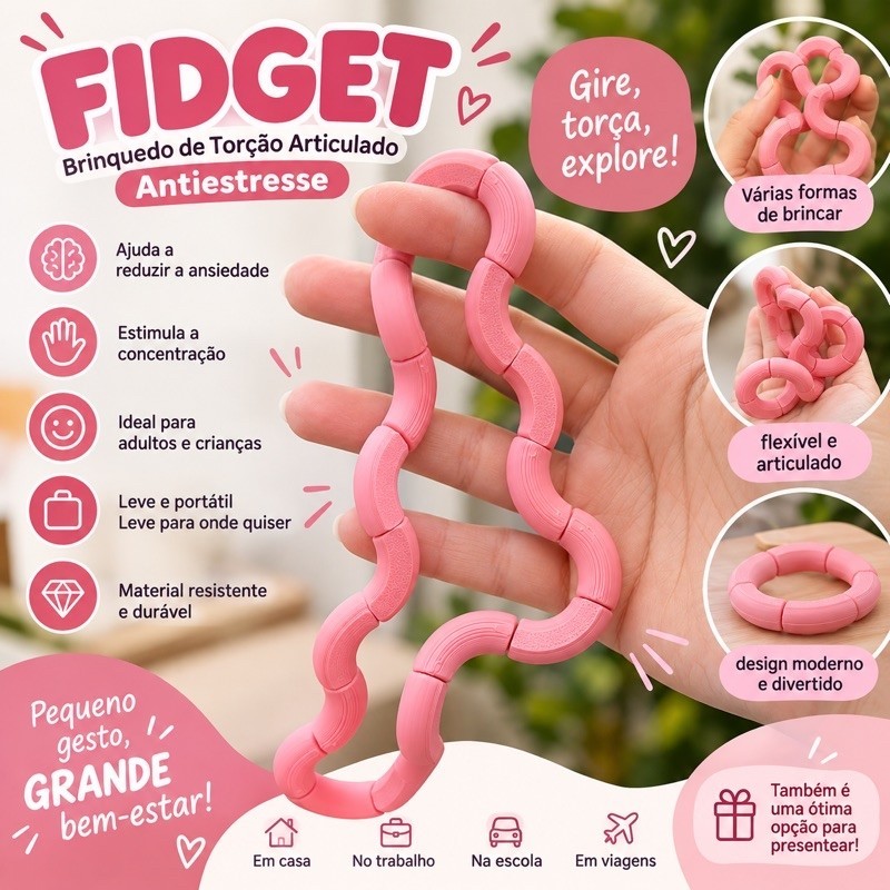FIDGET Brinquedo De Torção Articulados Colorido Antiestresse Enrolamentos Para Adultos/ Crianças cor transparente