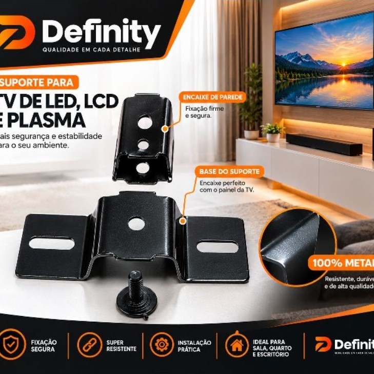 Suporte Tv Lcd, Led, 4k chapa  aço reforçada com gabarito