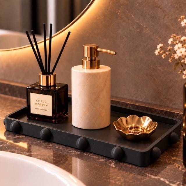 Bandeja Decorativa Bolinhas | Organizadora para Lavabo, Banheiro e Decoração