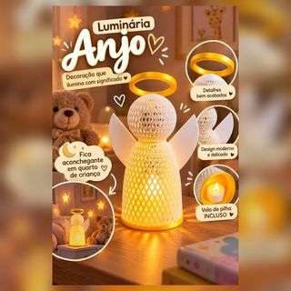 luminária anjo, decoração quarto infantil, luminária quarto, presente anjo, decoração anjo, presente criativo.