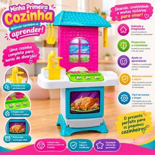 Cozinha Infantil Completa Fogão Forno e Pia Brinquedo Infantil Kit Cozinha de Brincar Educativo