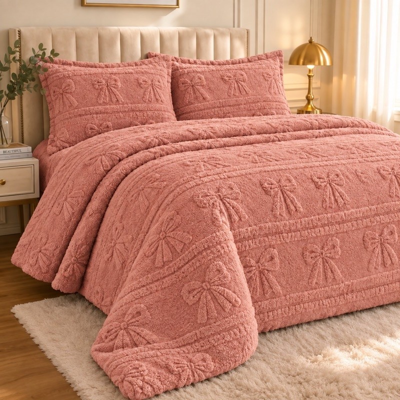 Kit Colcha Queen Fleece 3 Peças Edredon Super Macia Alto Relevo 2 Fronhas Toque Suave  Aconchego