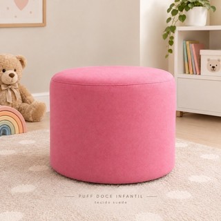 Puff Doce Infantil Banqueta Multiuso Para Quarto Espaço Kids Sala pés antiumidade - Banco Redondo/Suede - Cores