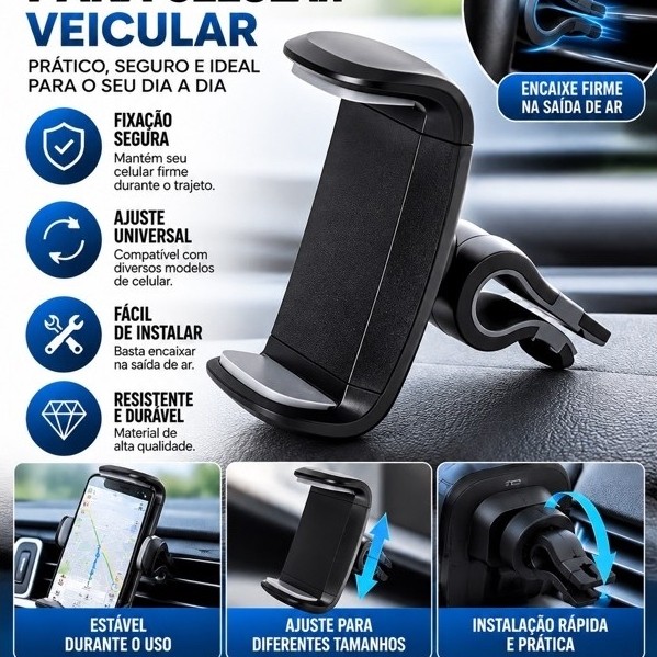 Kit 2 Suporte Celular Veicular Saída Ar-condicionado
