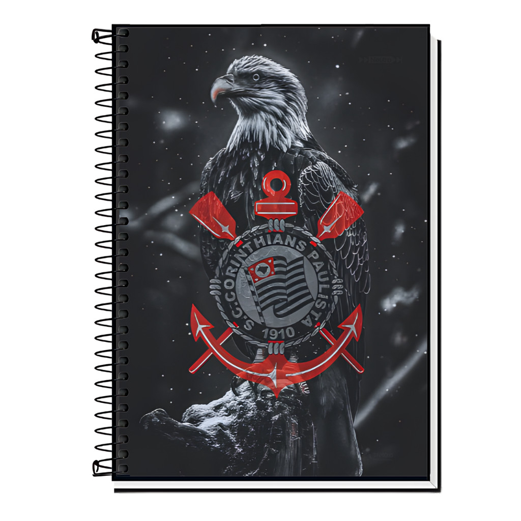 Caderno Escolar Corinthians FC | Bando de Loucos | Gaviões da Fiel | Capa Dura & Espiral – 1,10,15,20 Matérias | Timão
