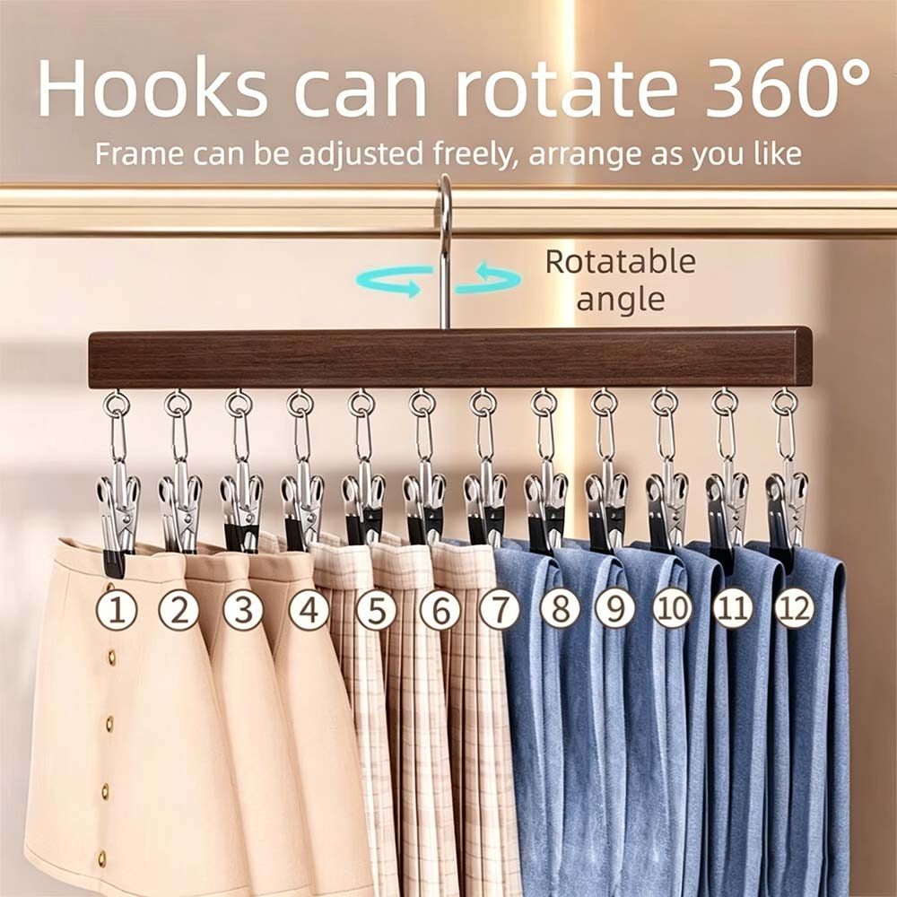 Kit de 1/2 PCS Cabide Multifuncional Com 12 Prendedores – Para Pendurar Lingeries, Bonés e Meias！