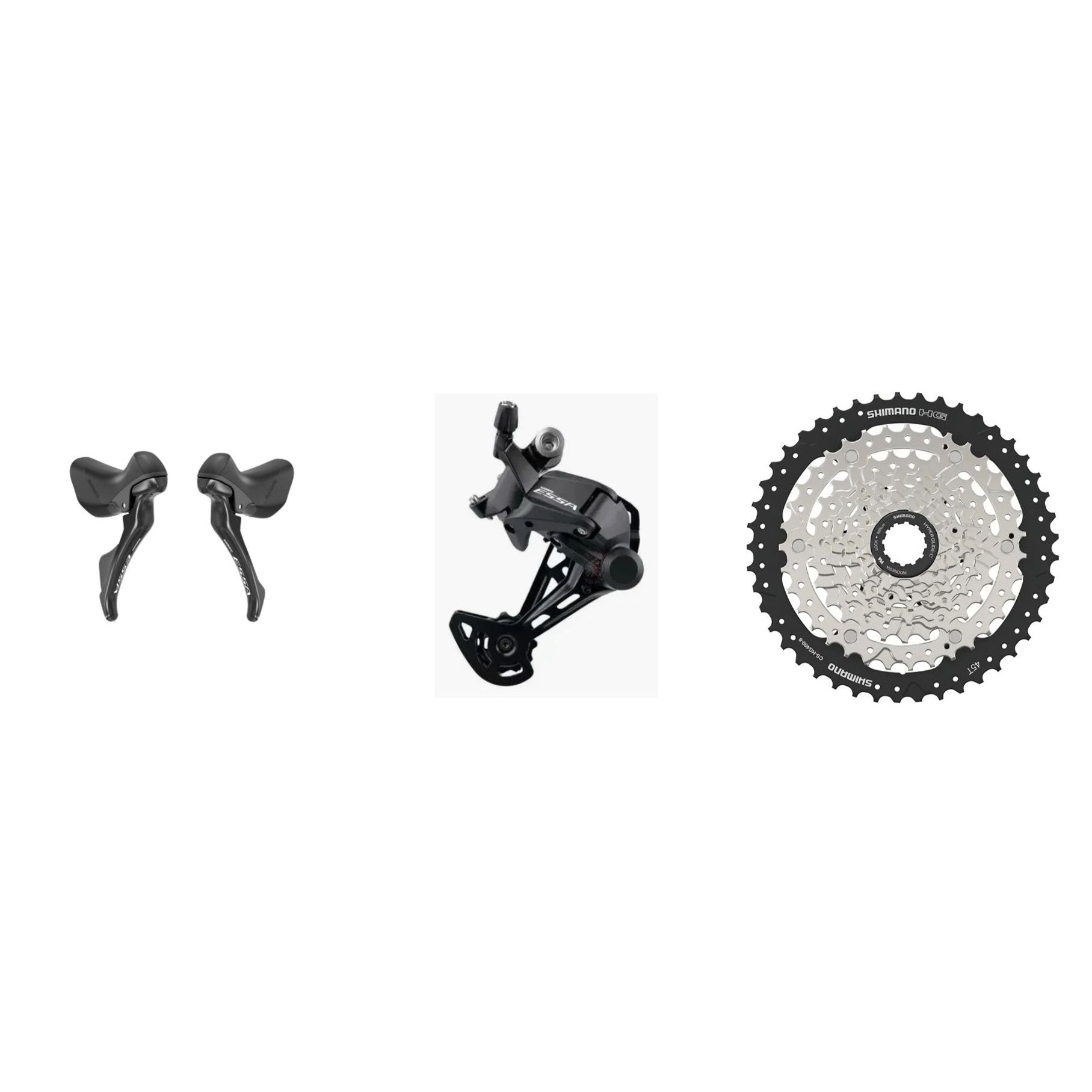 Kit Shimano ESSA 8v Par STI U2030 + Cambio Traseiro RD-U2000 + Cassete K7 Relação Bike Pedivela Single