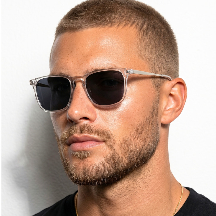 Imagem Óculos de Sol Madrid Cristal Transparente e Preto Quadrado Premium Verão uv400 Feminino Masculino