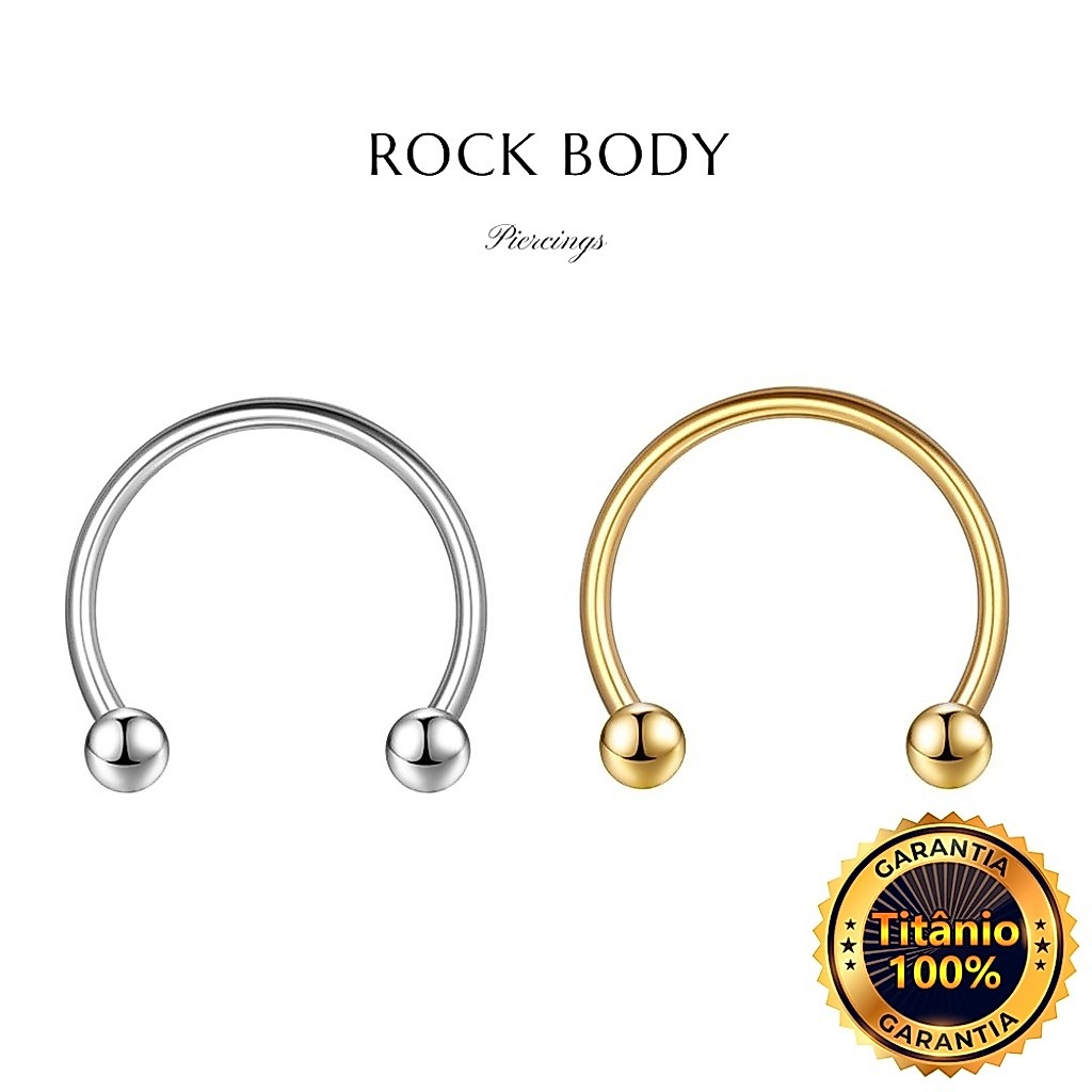 Piercing Ferradura Titânio Rosca Externa | Piercing de Septo, Helix, Daith, Mamilo, Smile, Outros.