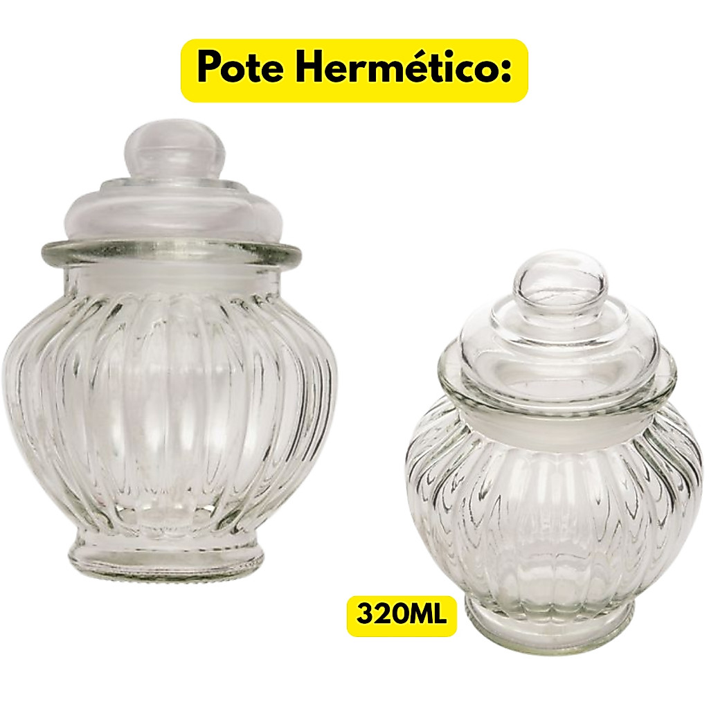 Bomboniere 320ML Vidro Decorar Balcão Cozinha Mesa Posta Doces Balas Balinhas