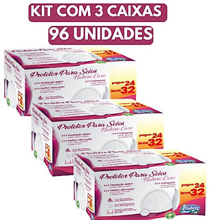 Kit 3 Caixas Absorvente Protetor de Seios Nature Care C/96 Uni - Toque Macio