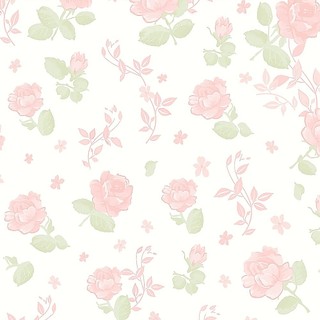 Papel de parede floral romance com fundo branco e flores rosa Para Sala e Quarto 2,50 mts