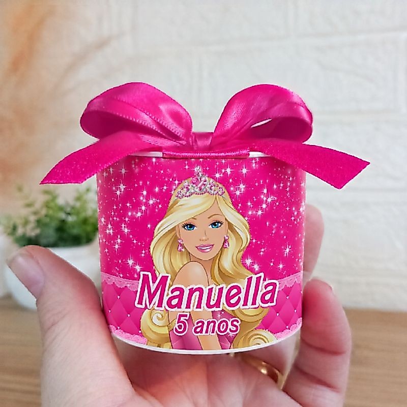 Tubolata Barbie Personalizada 5x6cm - Lembrancinha barbie aniversário