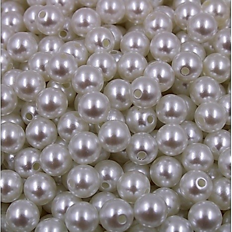 300 Peças Pérola Branca 6MM Inteira Pulseira Chinelo Laços Terço Show Amizade