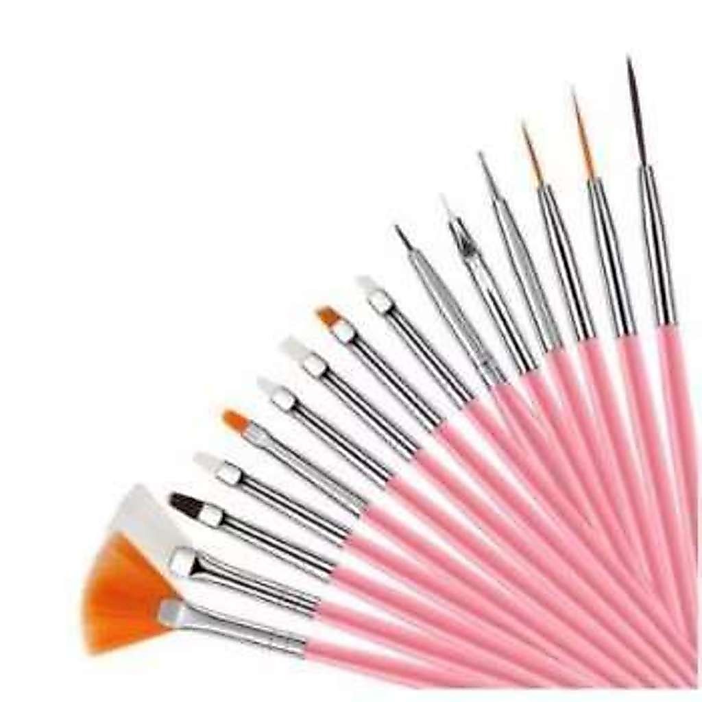 Kit Com 15 Pincéis Para Decoração De Unhas - Nail Art