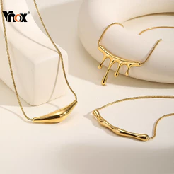Colar Com Pingente Geométrico Irregular De Ouro 18K Vnox Para Mulheres , De Aço Inoxidável , Joia Que Não Mancha , Prese
