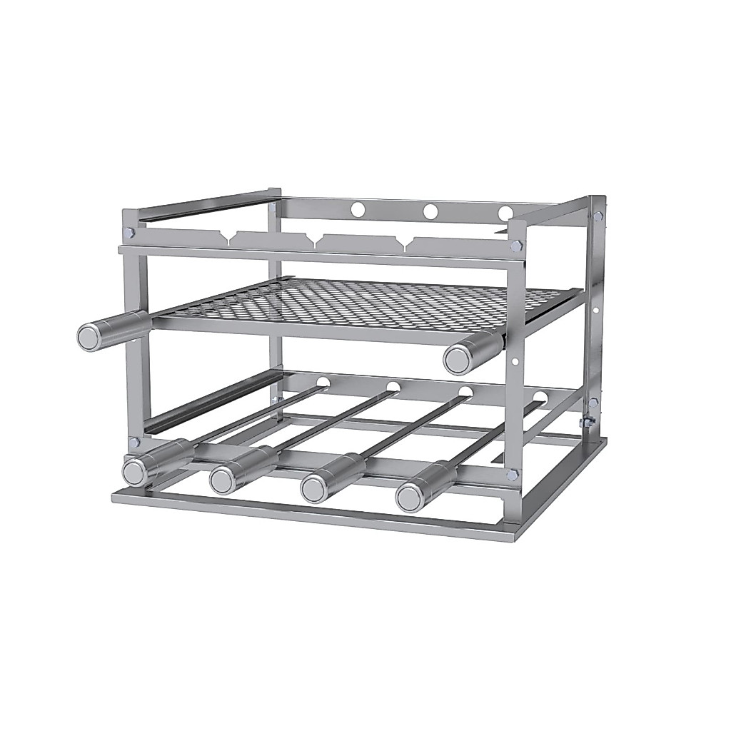 SUPORTE ESPETOS INOX P/ CHURRASQUEIRAS DE ALVENARIA E PRÉ-MOLDADAS + BRINDE GRELHA MOEDA