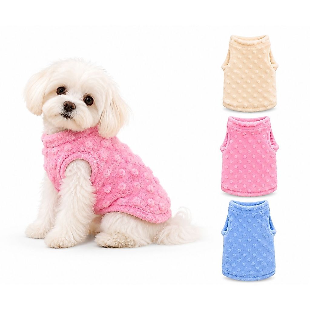 Roupa pet chachorro gato roupinha fofa chique peluciada tecido pipoquinha