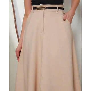 SAIA RODADA LONGA FEMININA ALFAIATARIA MODA EVANGÉLICA CASUAL BÁSICA INVERNO CINTURA ALTA ELEGANTE TENDÊNCIA