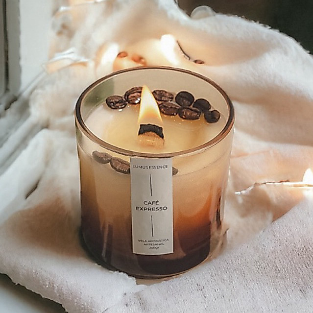 Vela Aromática Perfumada Artesanal 200gr - Lumus Essence - Café Expresso — imagem 2 de 2