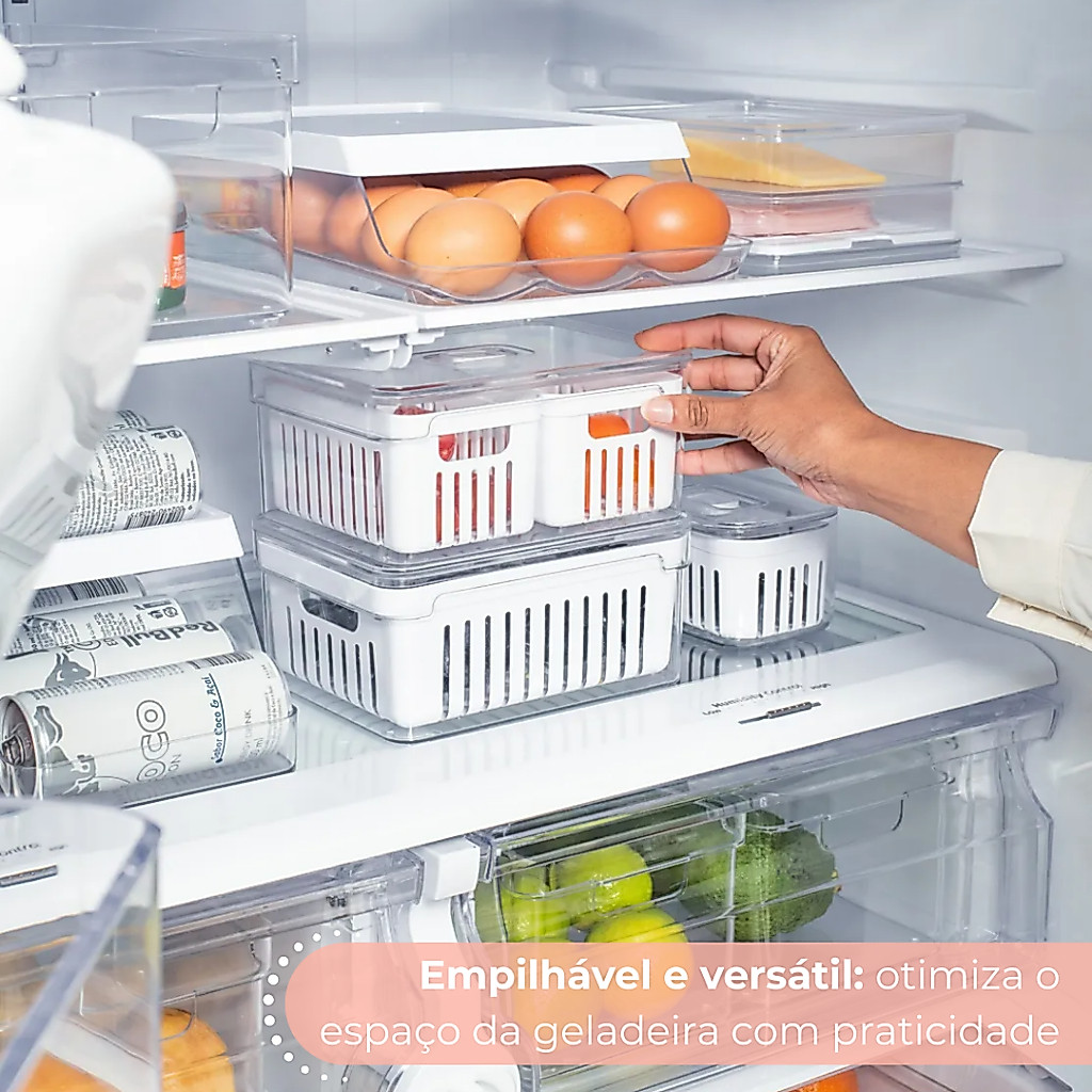 Organizador De Alimentos Geladeira 2,2L Com 2 Cestos Frutas Legumes OU · foto 2