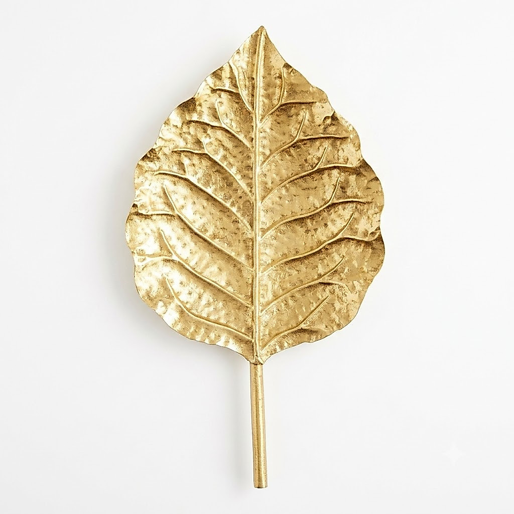 Folha de Metal Dourado 52cm Decorativa para Centro de Mesa e Parede