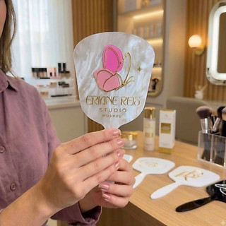 ESPELHO de mão de Acrílico GLOW personalizado para consultorio estudio clínica LASH