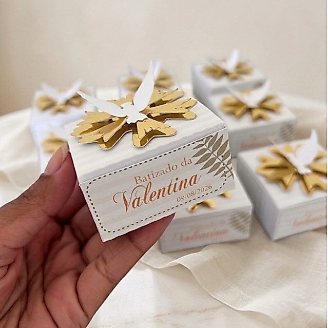 mini caixinha personalizada com tercinho para lembrancinha de batizado / mini caixinha para batismo