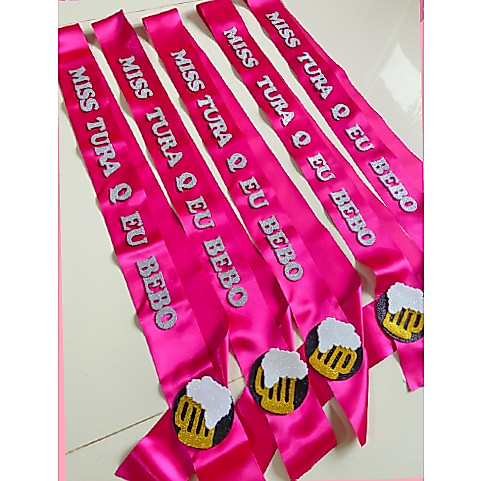 Faixa miss tura que eu bebo - Carnaval folia festa - Faixa personalizada