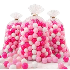 200 Unidades de Bolinha Plástica Colorida Premium Rosa Pink e Branco Piscina Bolinhas 50, 100 e 200 - Não Amassam