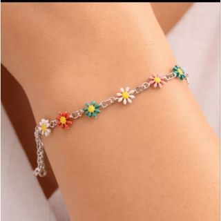 Pulseira Feminina Aço Inox Antialérgica + MIMO (Florzinha Colorida)