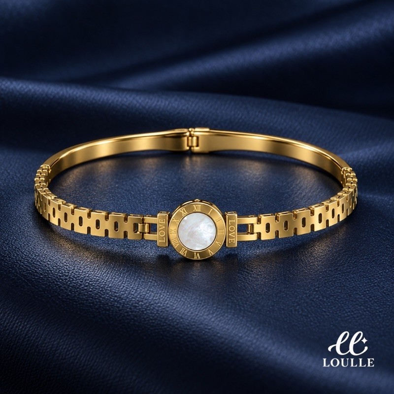 Bracelete À Prova D'água Não Escurece Hipoalergênico Madripérola Semi Joia Aço Inox Premium Dourado