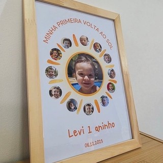 Quadro Personalizado Primeira Volta Ao Sol Mêsversário | Quadro Bebê 1 ano Personalizado Sol