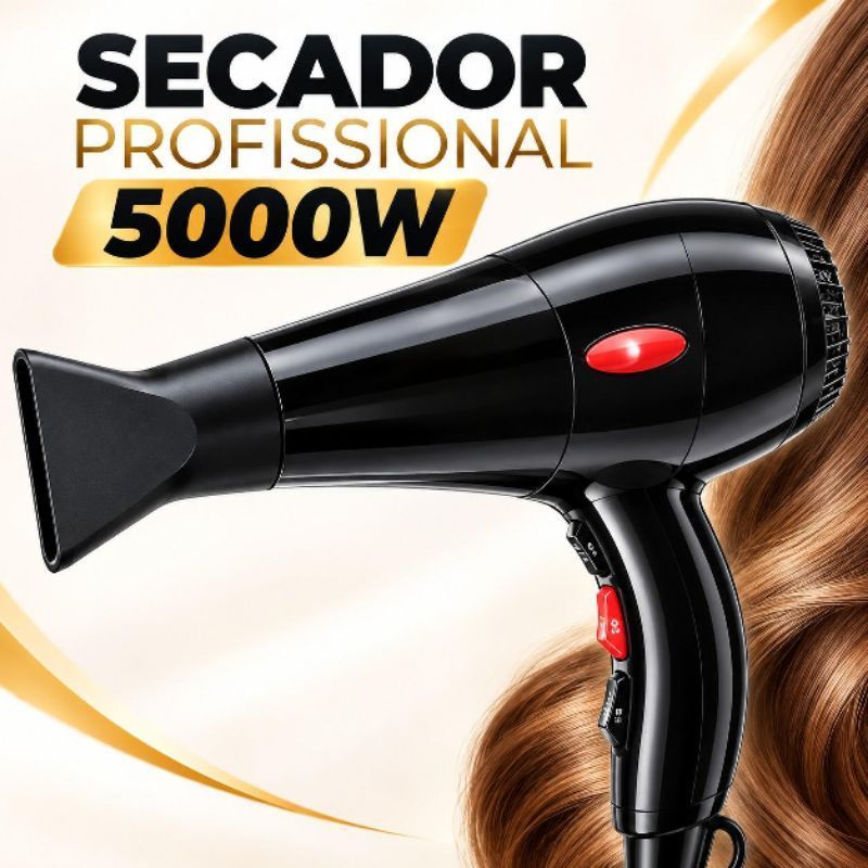 Secador de Cabelo 5000W Profissional 6 Temperaturas Íons Negativos
