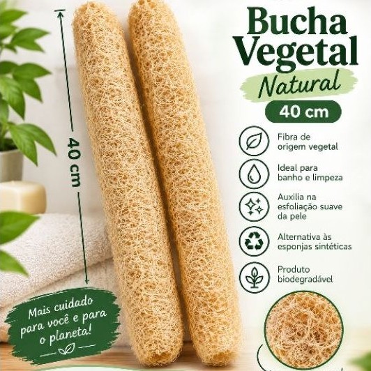 Kit 2 Buchas Vegetais Naturais 40cm Inteiras Para Banho Esfoliante Ecológica