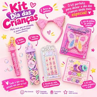 Kit Infantil Criança – Kit Presente Menina com Acessórios, Beleza e Diversão Dia das Crianças