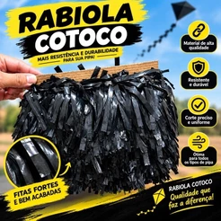 Rabiola Cotoco Preta para Pipa com 250 Metros – Fitas 10 cm