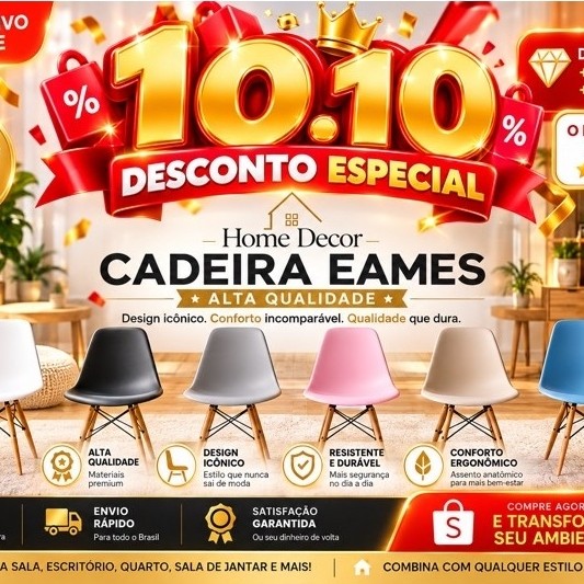 2 Cadeira Eames Eiffel Pés Em Madeira Escritório sala estar oferta