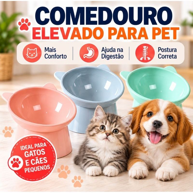 Comedouro Bebedouro Tigela Vasilha Elevada Anti engasgo Alimentação Pet Gato Cachorro
