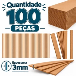 KIT 100 Ripas MDF Cru 3mm ESTILO SHIPLAP LAMBRI Decorativo Painel Ripado Facil Colagem Montagem Varios Tamanhos