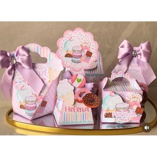 kit 30 caixas personalizadas tema doces