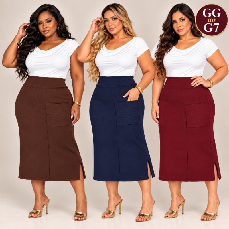 Saia Feminina Evangelica Plus Size Tamanho GG G1 G2 G3 G4 G5 G6 G7
