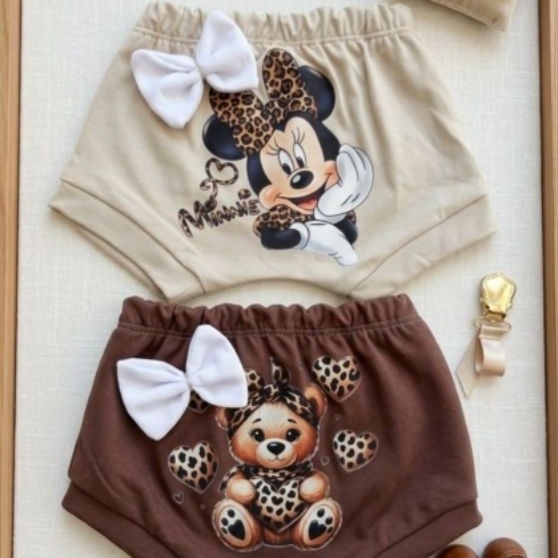 Kit Tapa Fralda Bebê Menina Calcinha Bunda Rica Estampada Algodão Confortável